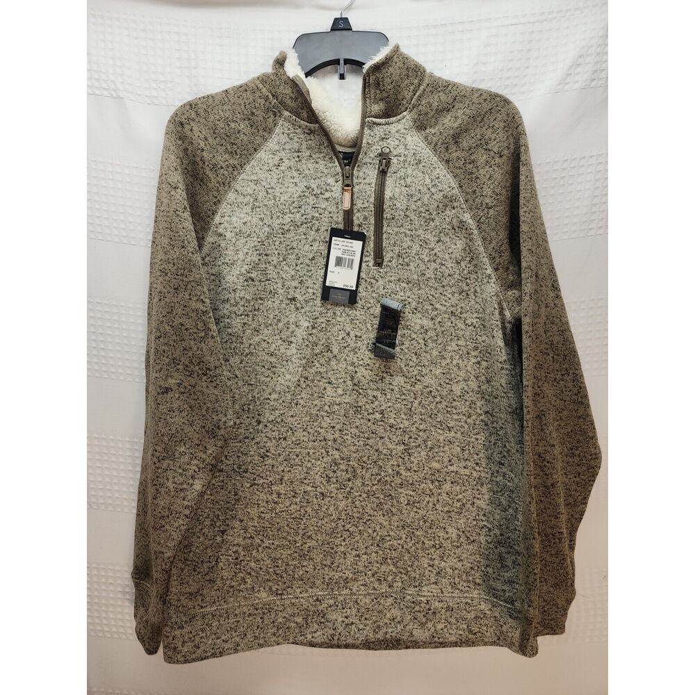 Old River Sweater 1/4 zip Pullover Mens Size Small Brown Fleece Warm Sherpa